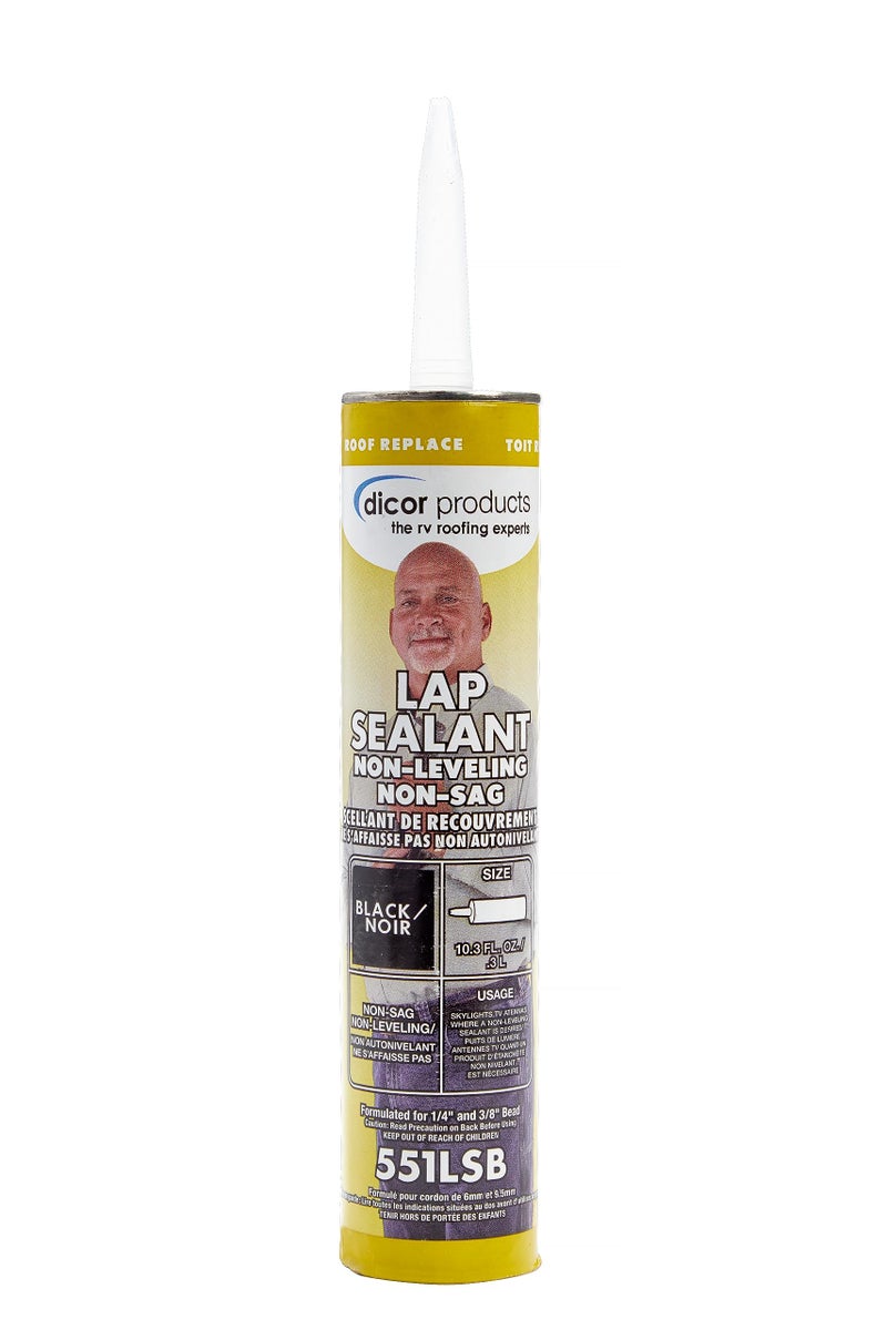 Dicor 551LSB-1 HAPS-Free NON-Leveling Lap Sealant - 10.3 Oz, Black, Secure, Ideal for RV Roofing, Maintenance, Repair, Appliance Application - Image 1